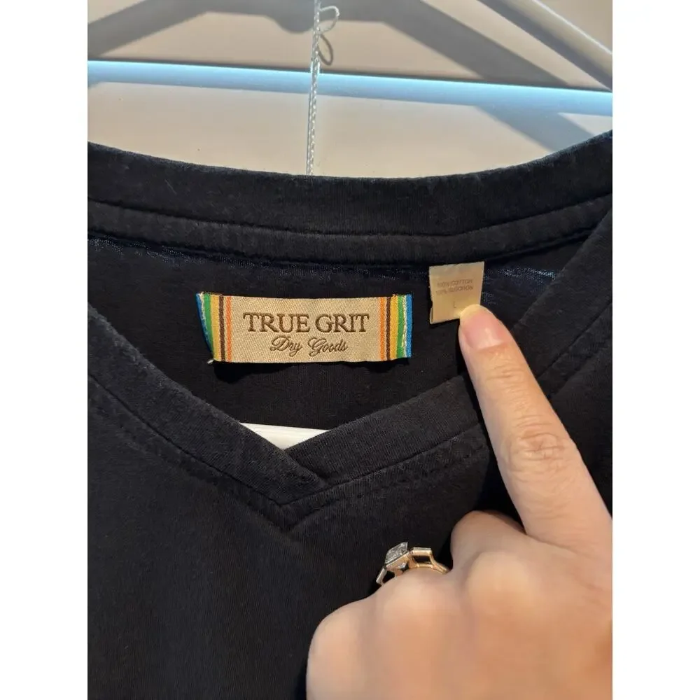 True Grit Black Short Sleeve Cotton Blend T-Shirt Men's L - Picture 2 of 5